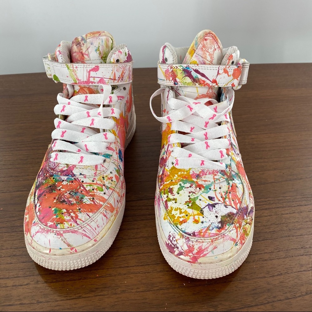 Nike Air Forces White Splatter Paint Sz. 6.5Y